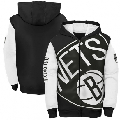 Nets Poster Board Zip Hoody Jr i gruppen BASKETKLDER / JUNIOR BASKETKLDER  / Hoodies / Jackor hos 2WIN BASKETBUTIK (EK2B7FE7Q-NYN)