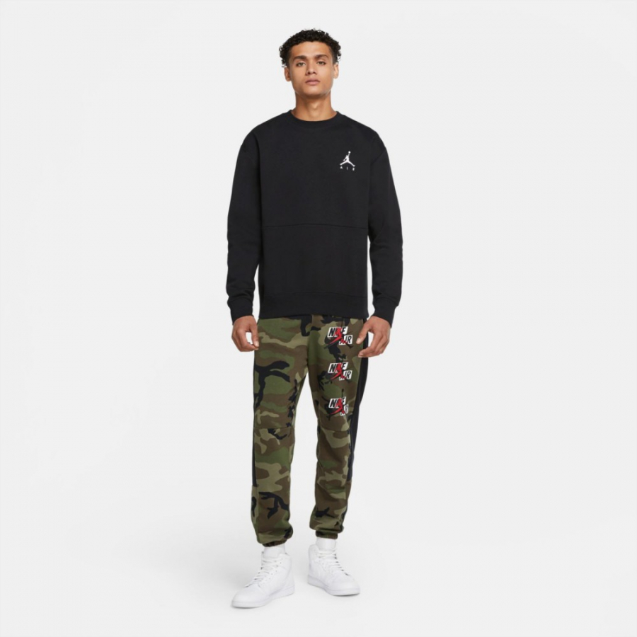 jordan jumpman air all over print camo fleece crew